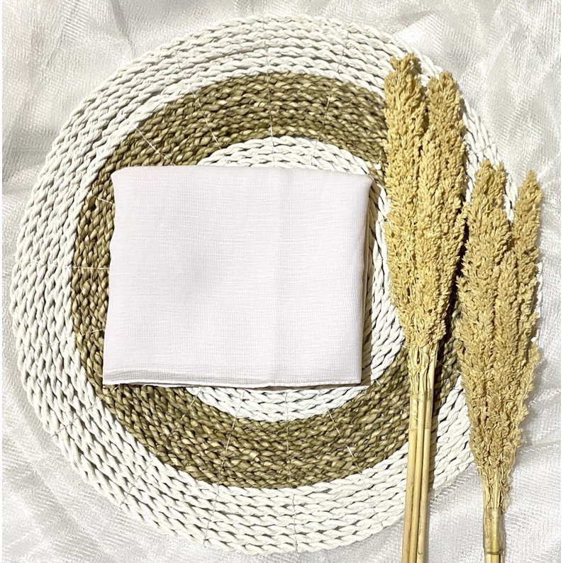 Jilbab segi empat Cornskin Premium Jahit Tepi/ Jilbab Serat Jagung / CORNSKIN-Putih bersih