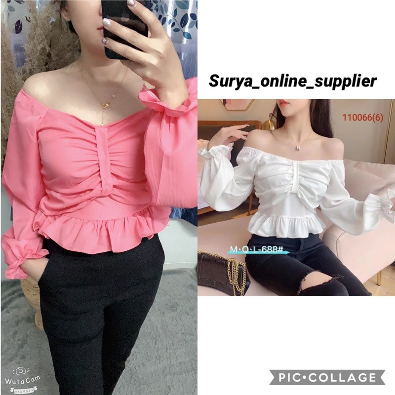 Shopia Top Blouse / Pakaian Wanita / Fashion Terbaru / Korean Style