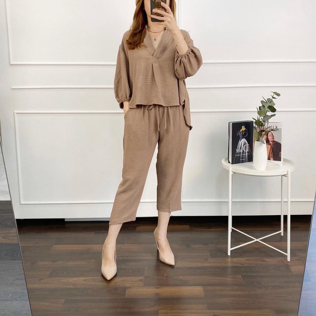 Cindy Set Baju Wanita Jumbo Setelan Wanita Kekinian One Set Wanita Korean Style Setelan Crinkle