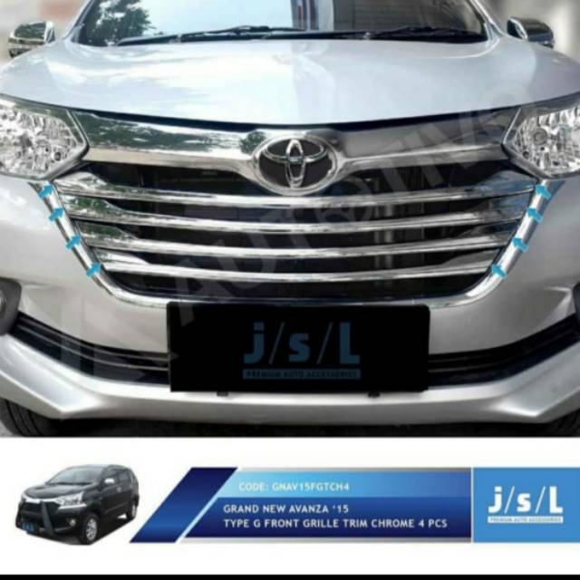 List grill depan grand all new Avanza chrome 4 pcs jsl