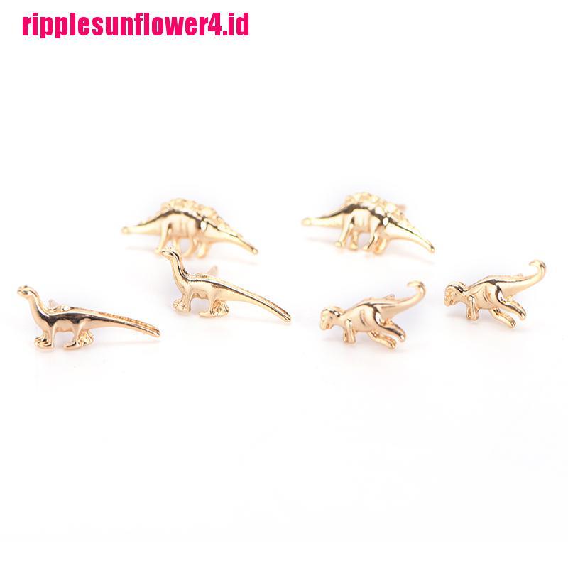 3 Pasang / Set Anting Tusuk Motif Dinosaurus Bahan Metal Untuk Wanita / Pernikahan