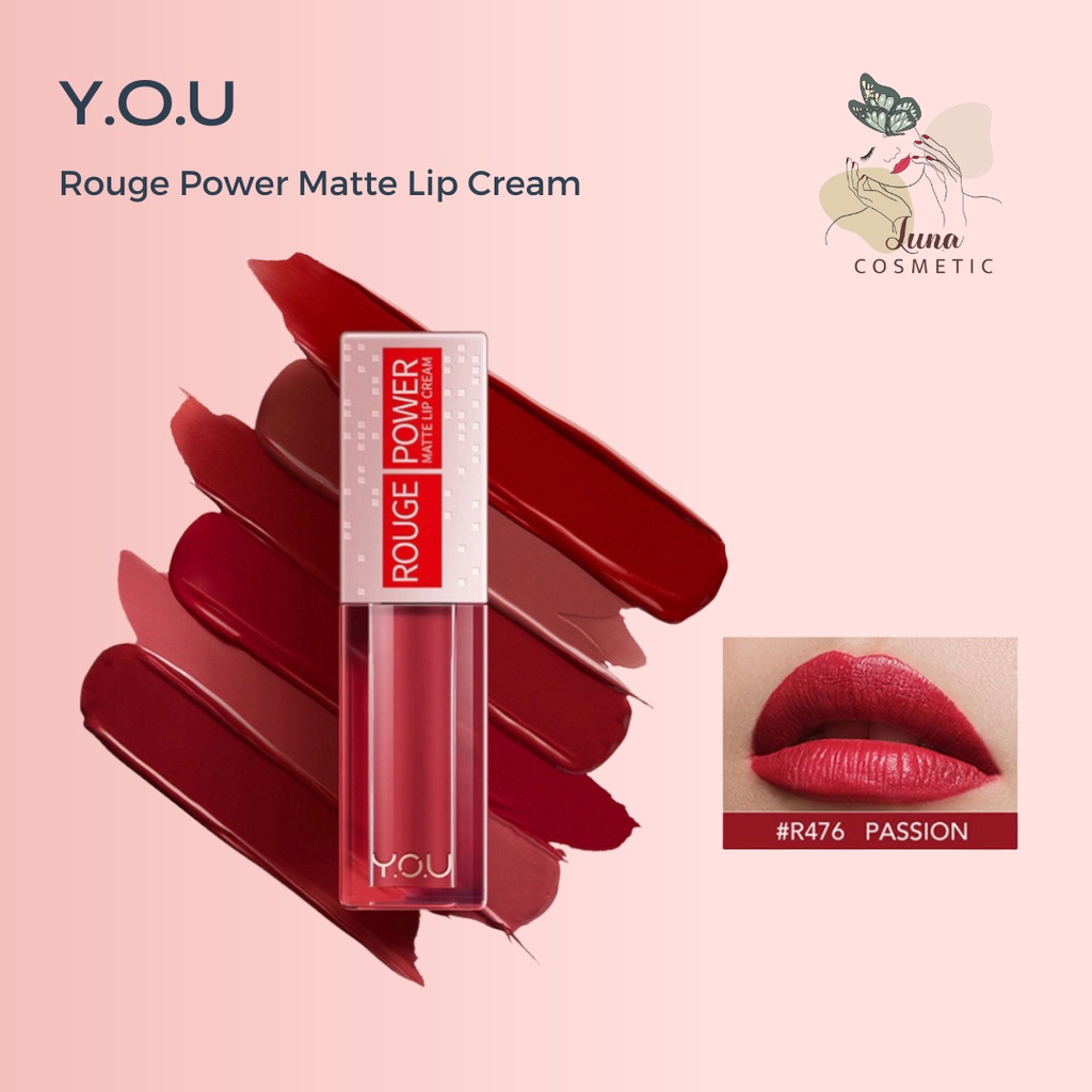 YOU Rouge Power Matte Lip Cream Matte Finish, Tahan Lama, Nourishing, with Manuka Honey