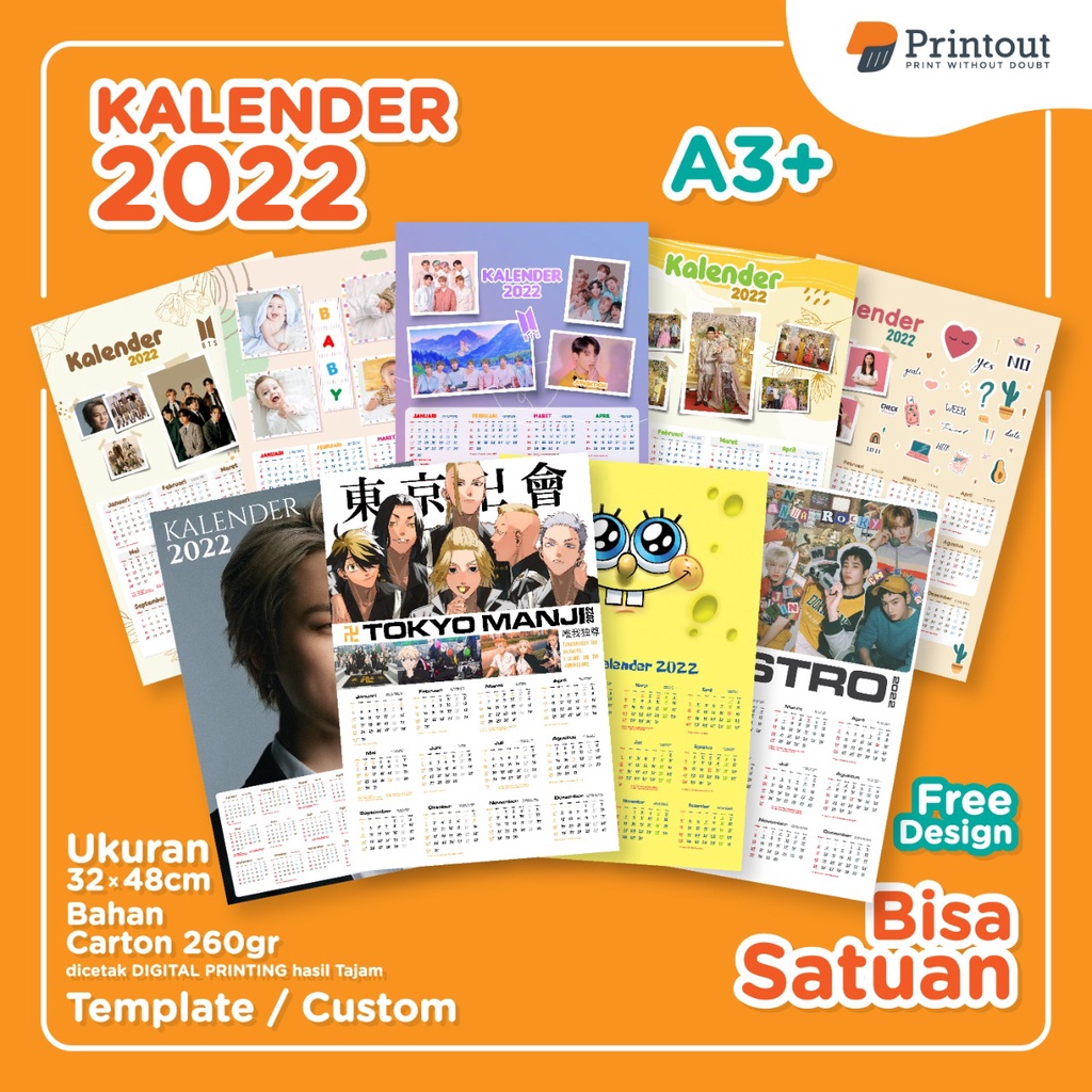 Jual Cetak Kalender Dinding Premium Satuan Mata Ayam Custom Free Desain 32x48cm 1 Lembar 6917