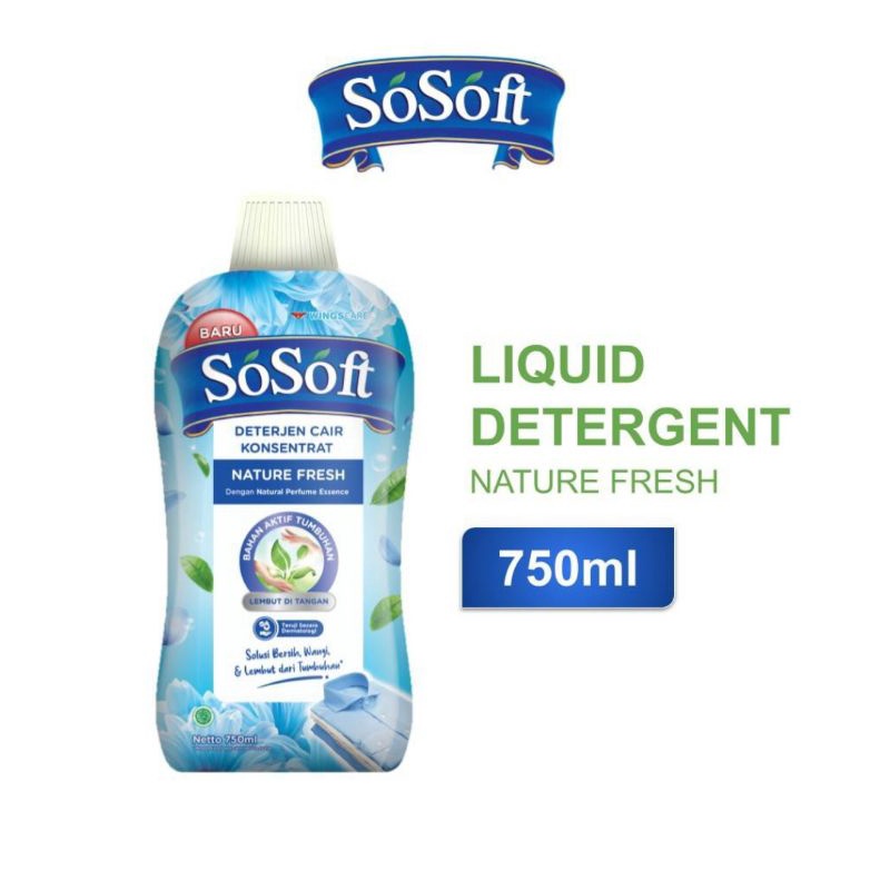 Sosoft Liquid Detergen Cair Botol 750 mL