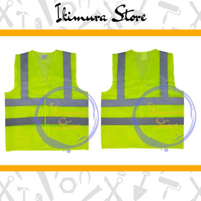 Baju Rompi Polyester Orange / Hijau / Rompi Safety / Safety Vest 4 Line Basic