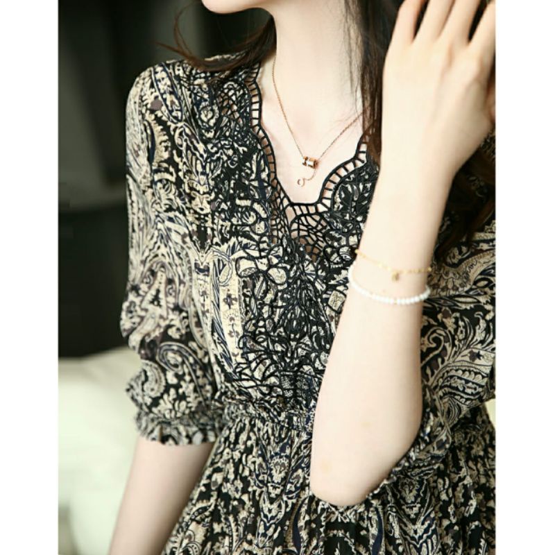 MDLV ~ 56640# Macherla Embroidered Dress Premium Korea Fashion import