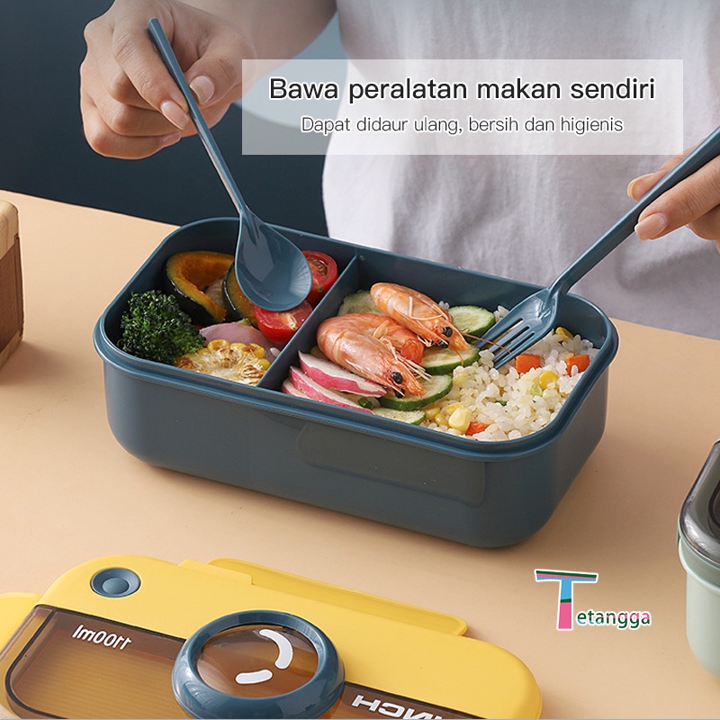 Tempat Makan Kotak Bekal Tempat Makan Jerami Lunch Box Set  ​Free Sendok Tempat Makan Anti Bocor