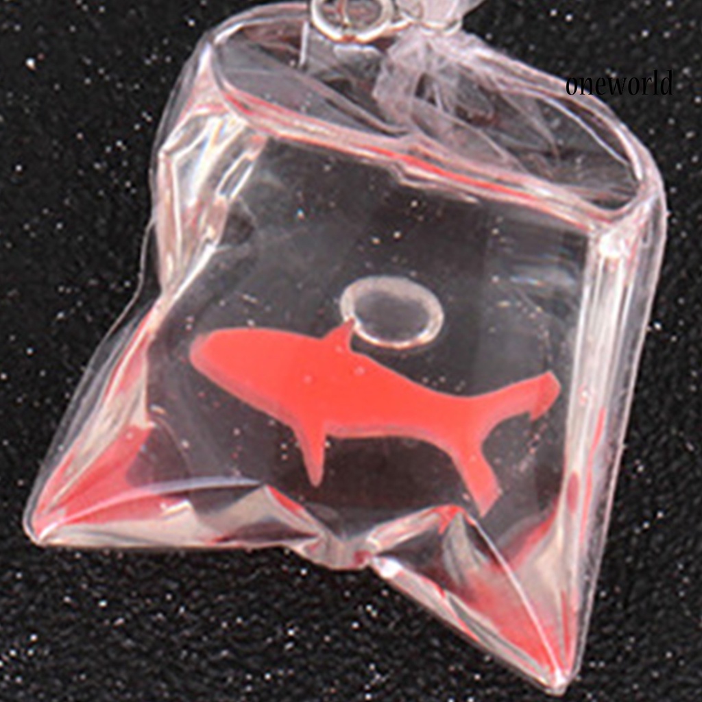 OW# 1 Pair Dangle Earrings Skin-friendly Anti-deform Resin Earrings Pendant with Goldfish Water Bag for Girl