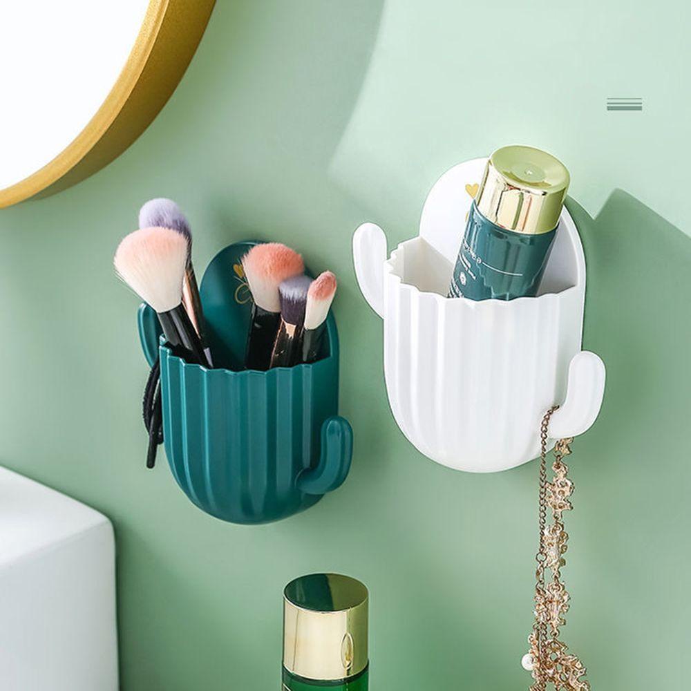 Solighter Tempat Sikat Gigi Plastik Home &amp; Living Self-adhesive Aksesori Kamar Mandi Rak Penyimpanan Dinding