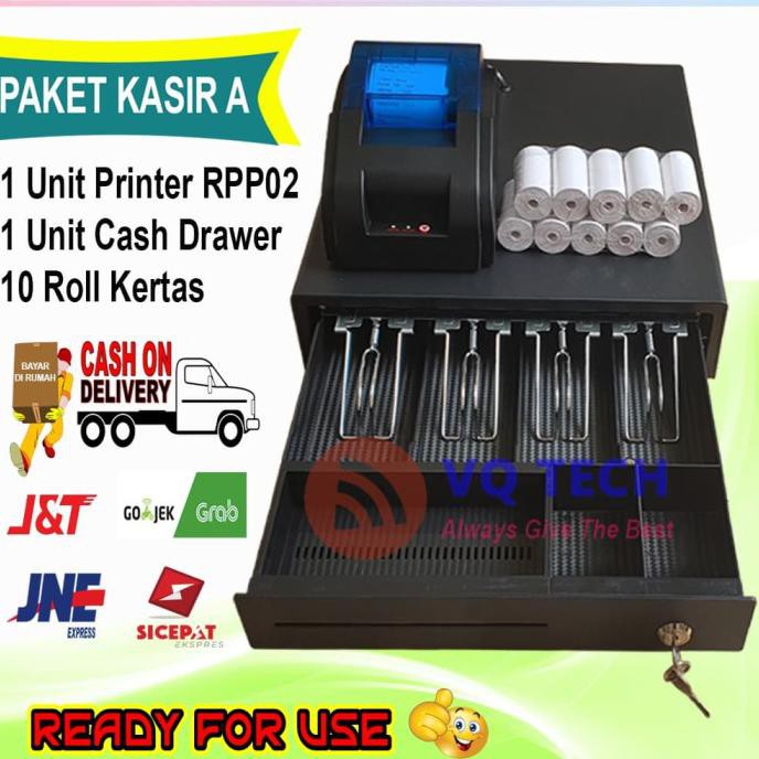 

Paket Kasir A Cash Drawer + Printer RPP02 + Kertas Struk 58mm