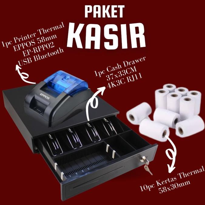 

Paket Alat Kasir Printer RPP02 + Cash Drawer + 10PC Kertas Thermal