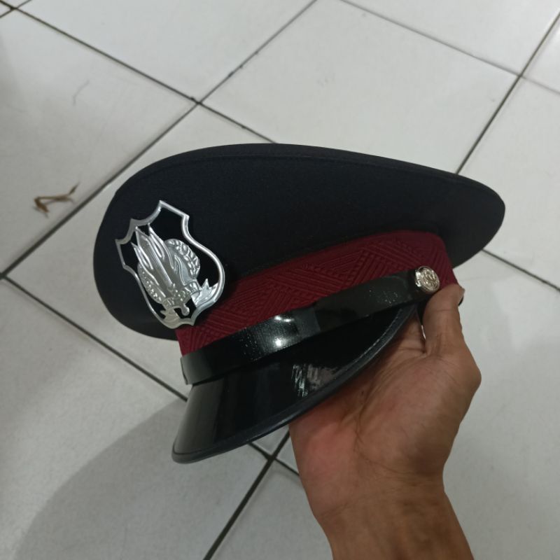topi pet satpam coklat bintara