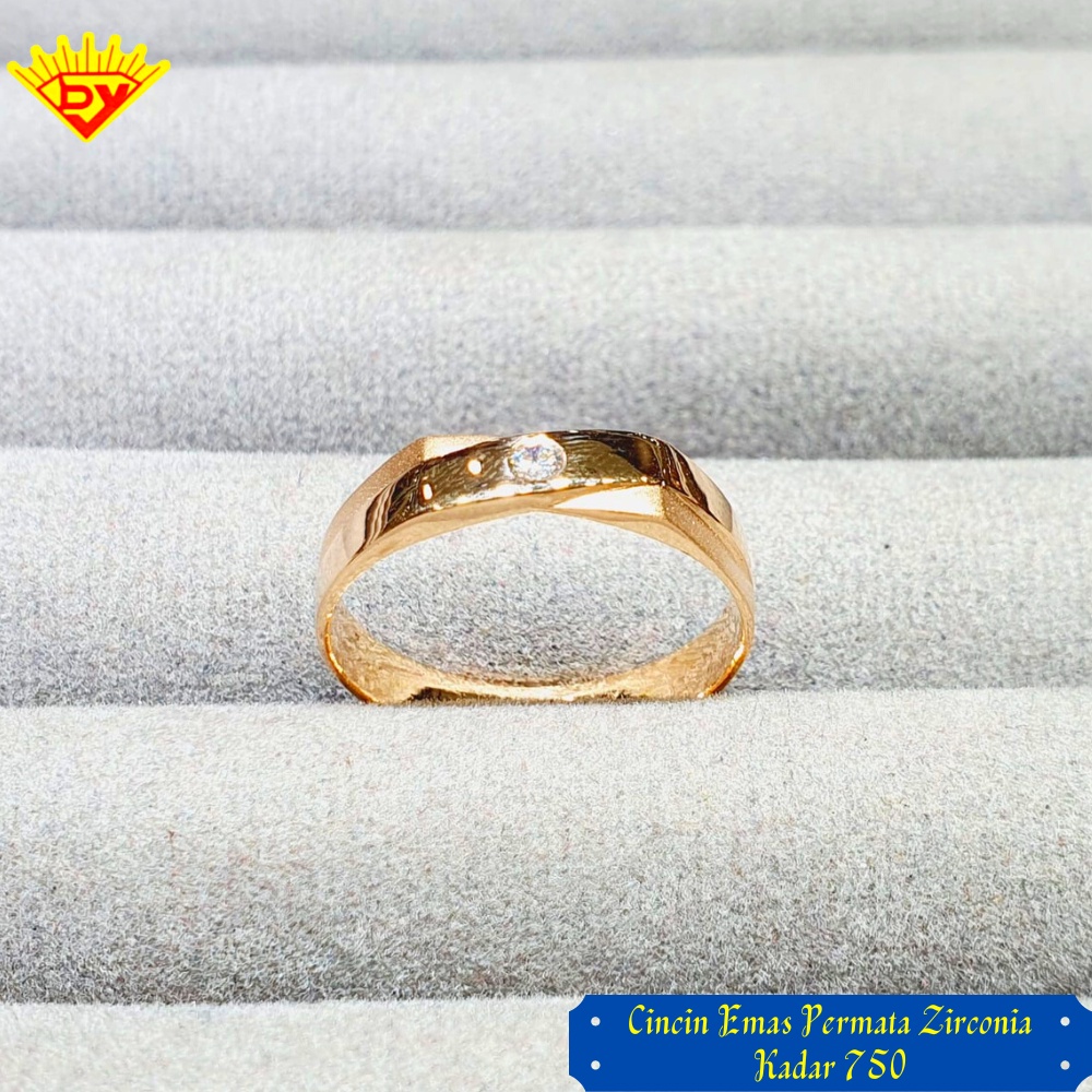 Cincin Emas Permata Zirconia Emas 750