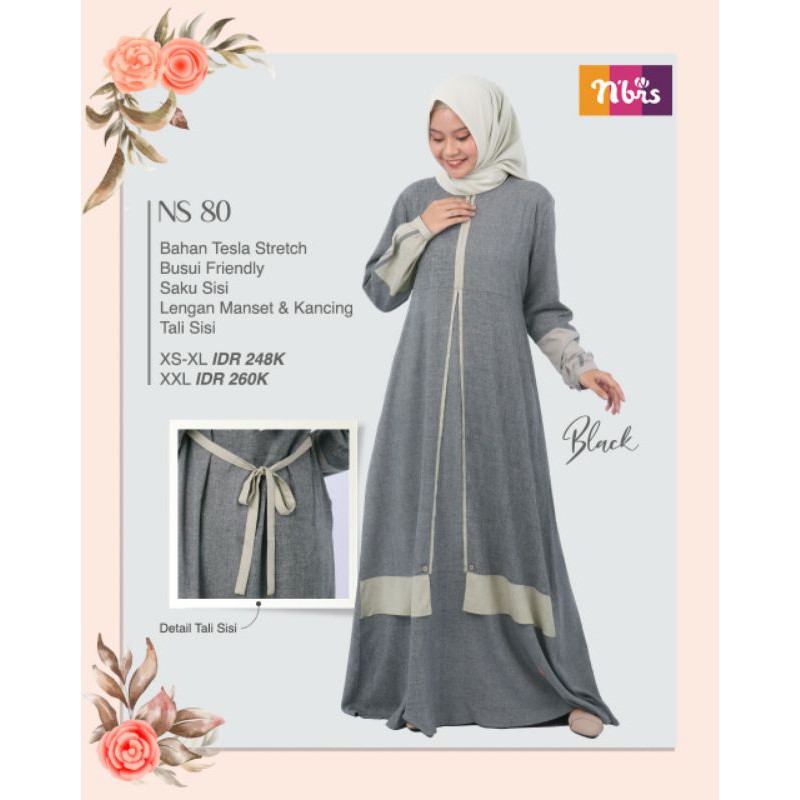 GAMIS NIBRAS SARIMBIT KODE NS80, Grey gamis couple