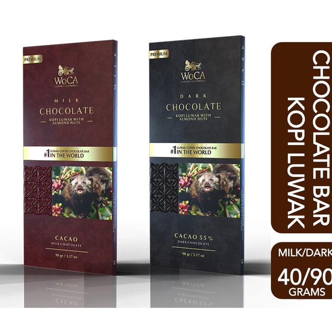 

PROMO WoCA Kopi Luwak Premium Chocolate Bar Dark or Milk - 40 gram,milk chocolate MURAH