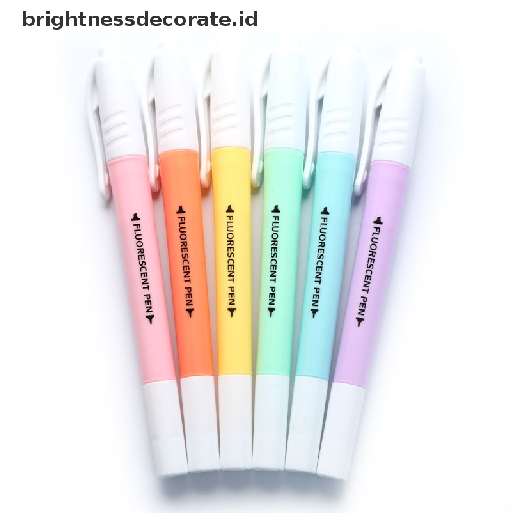 [birth] 6Pcs/Set Double Head Fluorescent Highlighter Pen Markers Pastel Drawing Pen [ID]