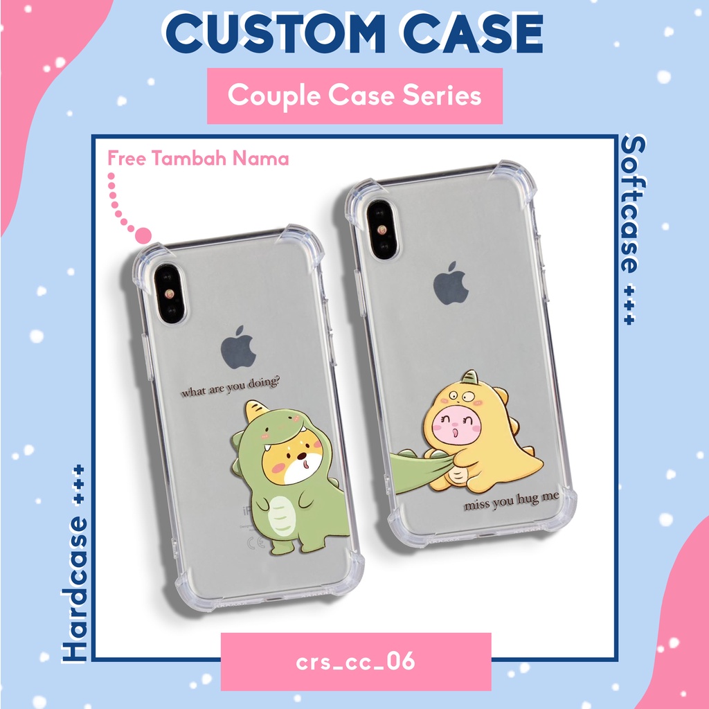 CASE HP CUSTOM GAMBAR COUPLE 2PCS SOFTCASE ANTICRACK / BLACKMATTE CASING IPHONE ANDROID