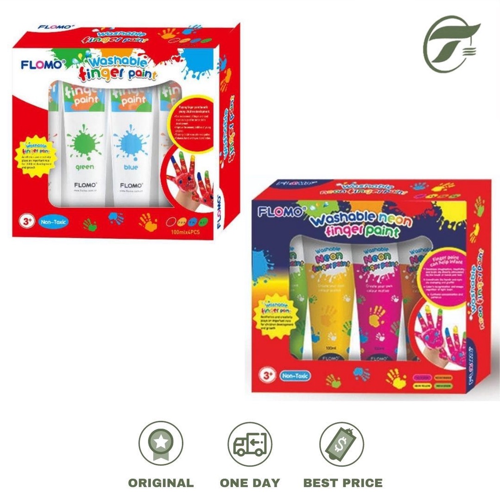 

CAT WASHABLE FINGER PAINT/NEON COLOR FINGER PAINT NON-TOXIC 100MLX4PCS FLOMO
