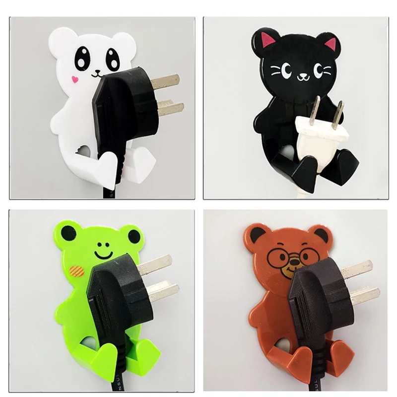 [Cute Cartoon Power Cord Plug Bracket] [Self-adhesive Non-perforated Data Cable Storage Hangers] [Grocery &amp; Key &amp; Bathroom Towel Storage Hooks]