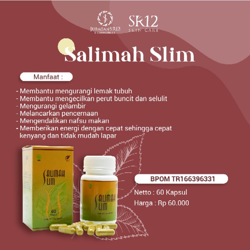 SR12 Salimah Slim Pelangsing Badan Penurun Berat Badan Pelangsing Badan Cepat dan Ampuh Obat Diet Best Seller BPOM