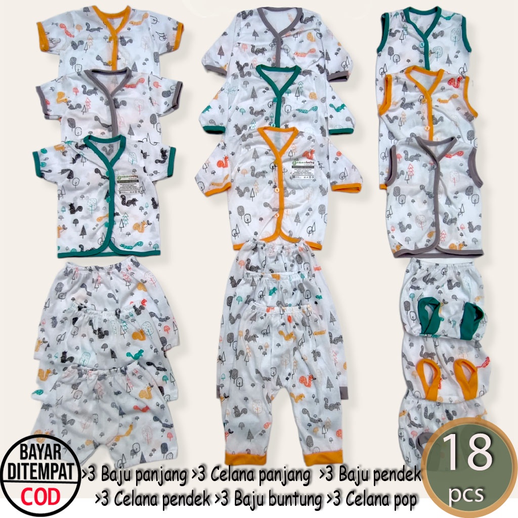 18 Pcs Baju Bayi Celana Bayi Setelan Bayi Baru Lahir Gift Set Baby Newborn Kado Baju Bayi Murah Tabur Animal Murah