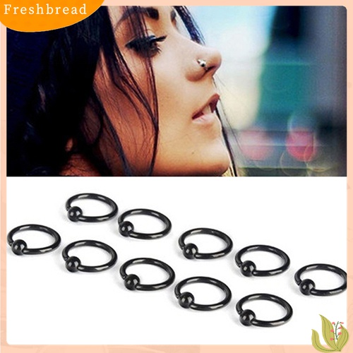 [Fresh] 2Pcs Cincin Tindik Tubuh / Hidung Bahan Stainless Steel Warna Silver untuk Pria / Wanita