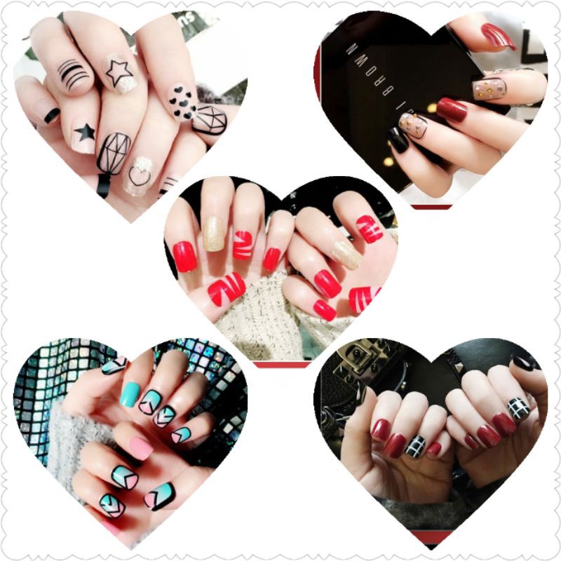 kuku palsu isi 24 fake nails free lem nail art wedding false nail