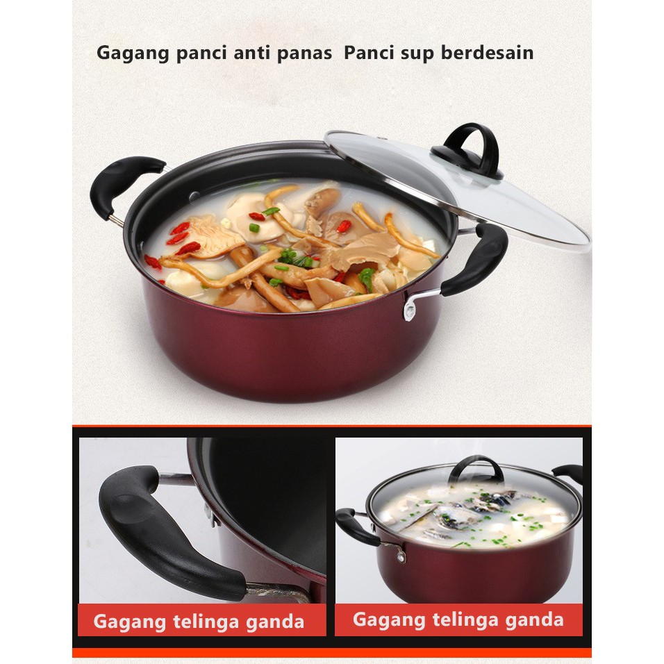 Panci Teflon 3 Set Anti Lengket panci set Serbaguna Tidak Mengelupas Awet Panci Teflon