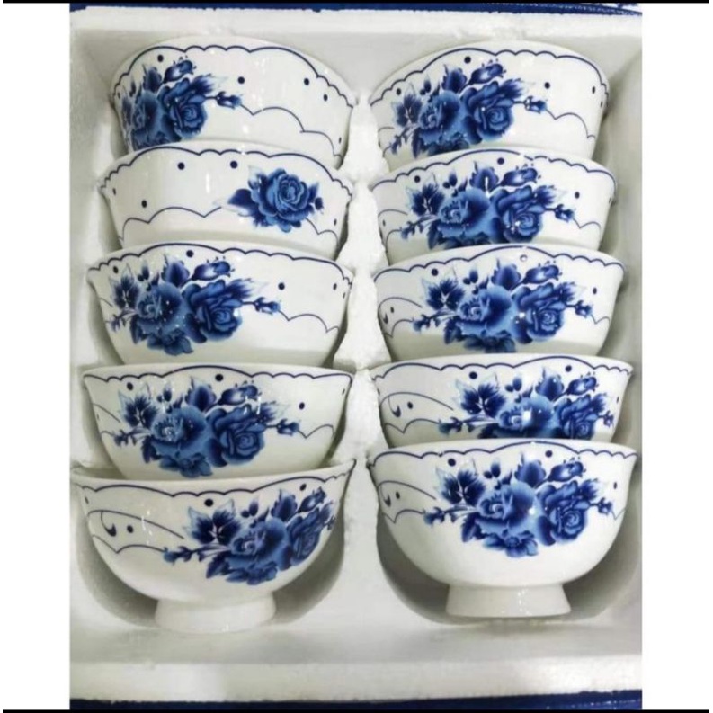 Mangkuk Keramik / Mangkok Jingdezhen 景德镇陶瓷 / Mangkok Keramik Cina / Mangkok set 10