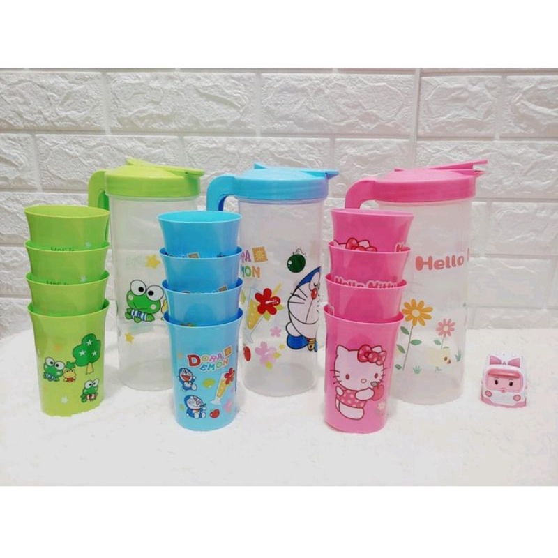 Teko Set Plastik 5 in 1 Karakter pink kuda Pony