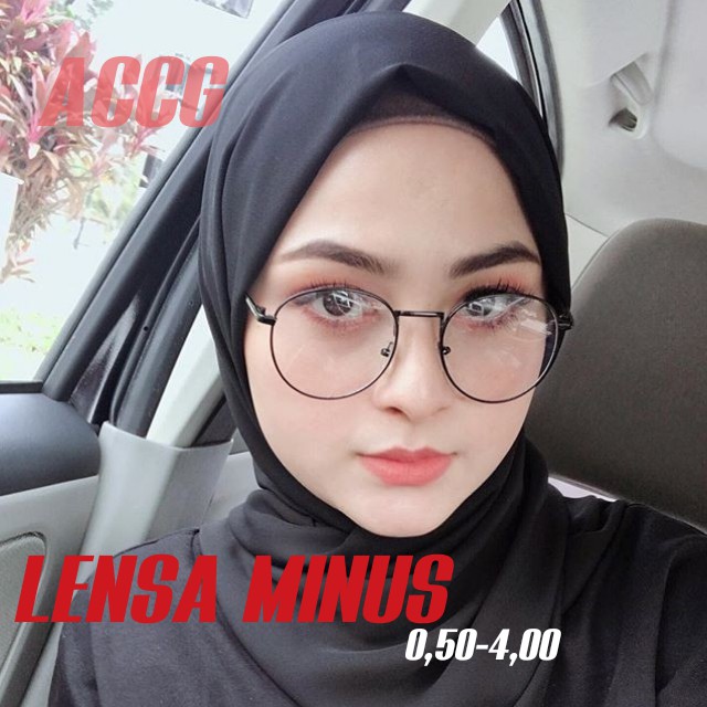 LENSA MINUS KACAMATA OVAL RANGKA BESI UKURAN 0.50-6.00 FREE BOX DAN LAP