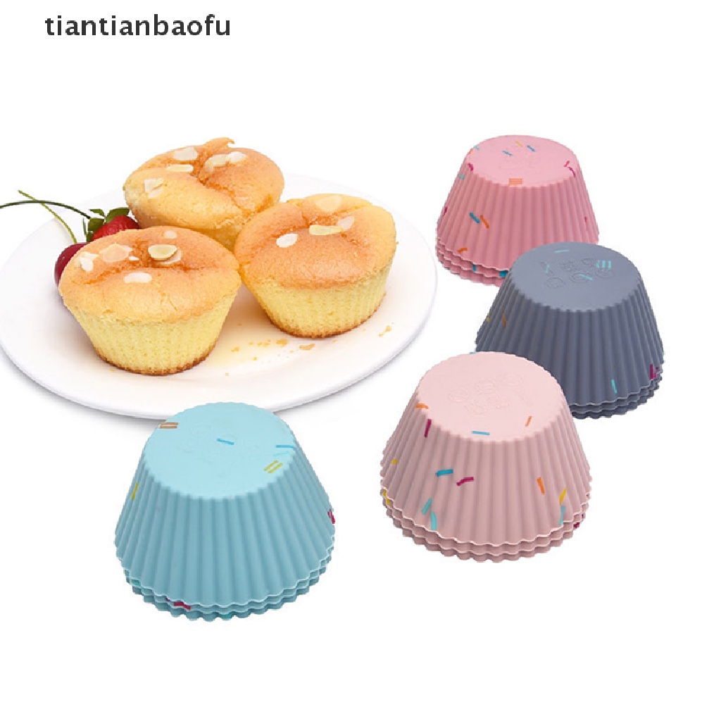 6 Pcs / set Cetakan Kue Muffin Bahan Silikon Dapat Digunakan Kembali