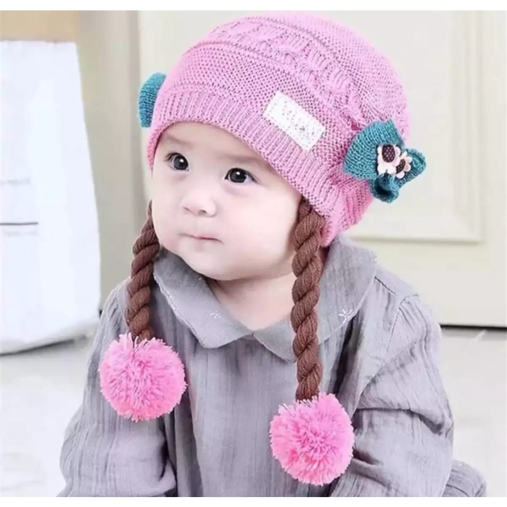 Topi Bayi Rambut Kepang Topi Rambut Kepang Baby Hat Wig