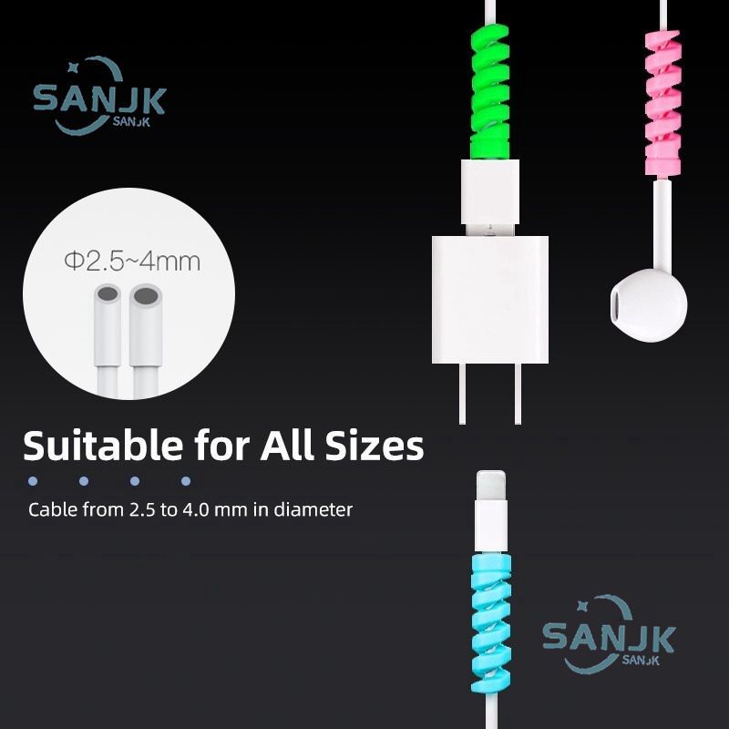 2pcs Spiral Pelindung Kabel Data / Charger / Headphone