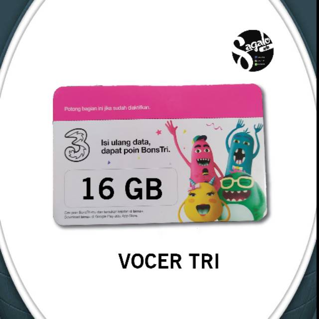 VOUCHER TRI 16 GB (15 GB KUOTA NASIONAL + 1 GB KUOTA LOKAL(SUMBAR))
