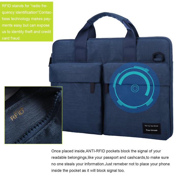 Tas Laptop Macbook Cartinoe RFID Blocking Messenger Bag 14 15 inch blue