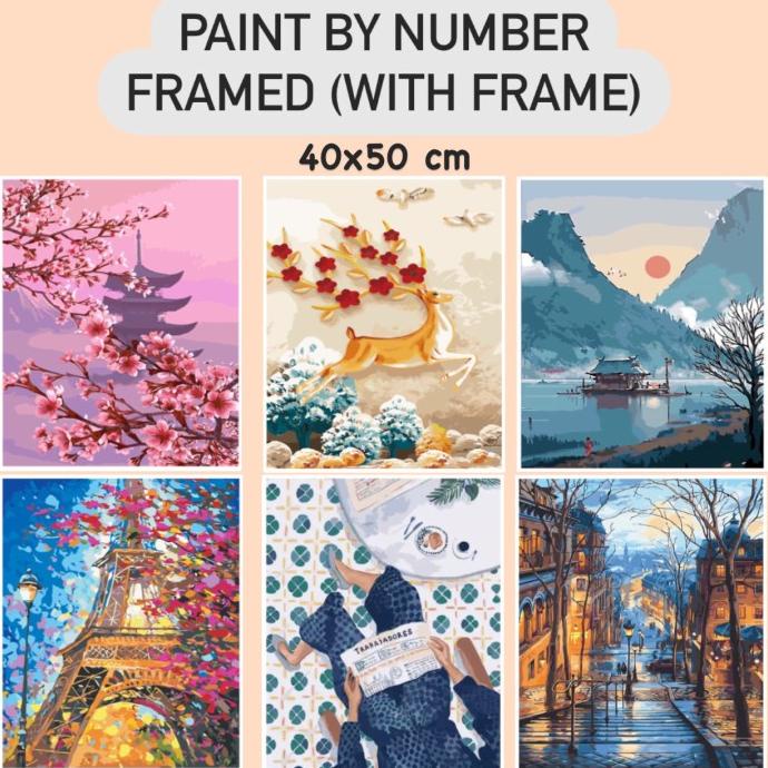 

DIY Paint by Number Kit FRAMED (With Frame) 40x50 Painting by Numbers