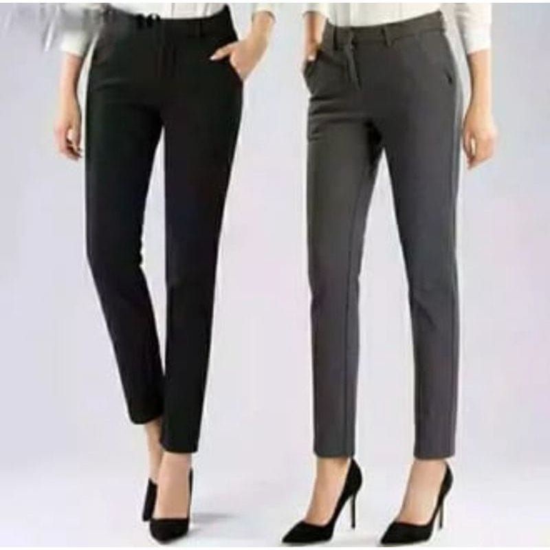 CELANA KANTOR FORMAL KERJA WANITA SLIMFIT BAHAN DASAR KAIN WOLL