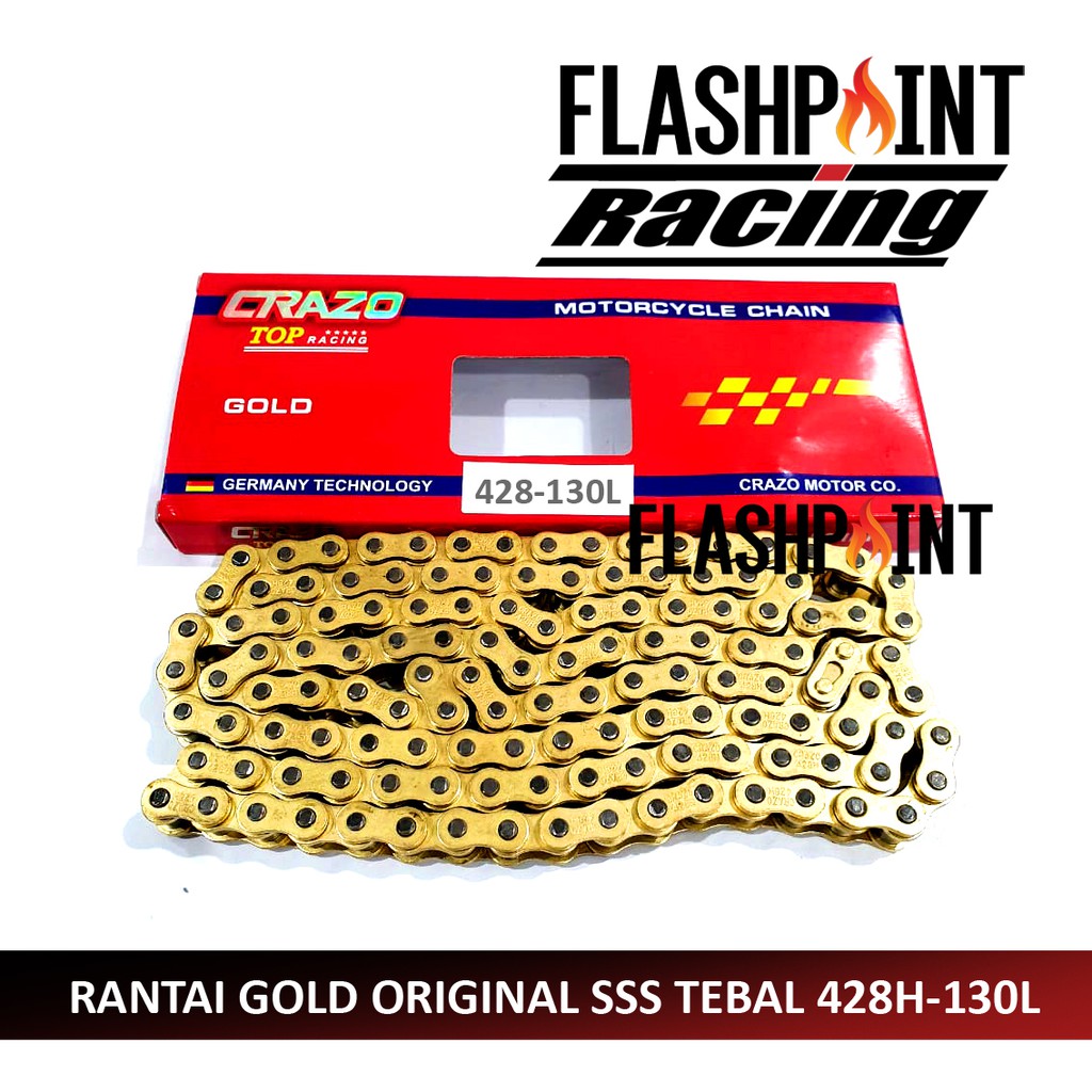 (BISA COD) RANTAI MOTOR ORIGINAL RAS TAIWAN CRAZO 428 415 428H 415H H 130L TEBAL 130 L 428 WARNA GOLD EMAS RANTE SSS TK TDR WILLWOOD GRADE A CHAIN