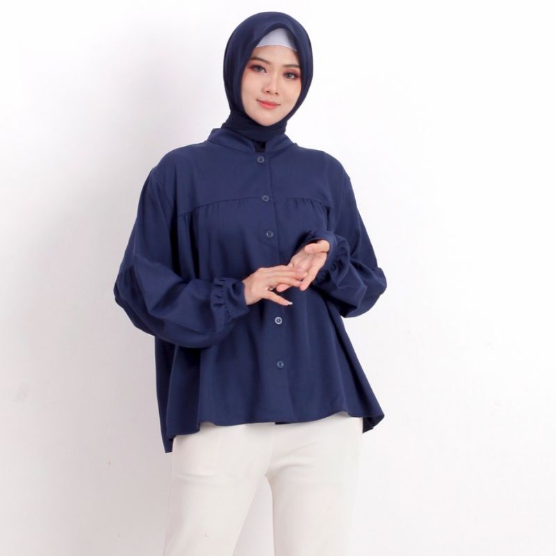 ATASAN/BLOUSE WANITA HIJAB KANCING DEPAN LENGAN PANJANG A064/712