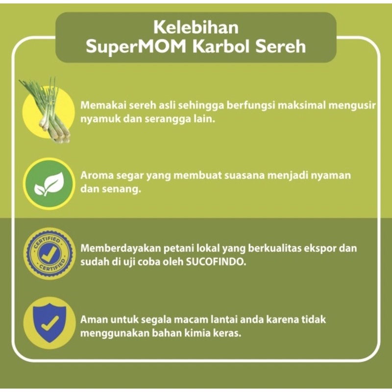 Super MOM Karbol Sereh Pembersih Lantai Wangi Anti Bakteri 1 Liter