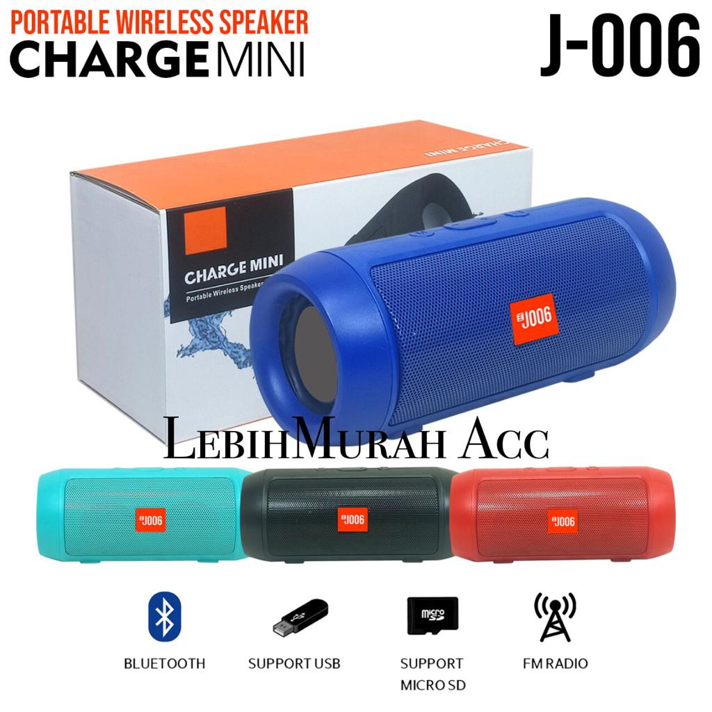 Speaker Bluetooth Charge Mini 2+ J006 Wireless Speaker Aktif Samping Kiri Kanan Karet