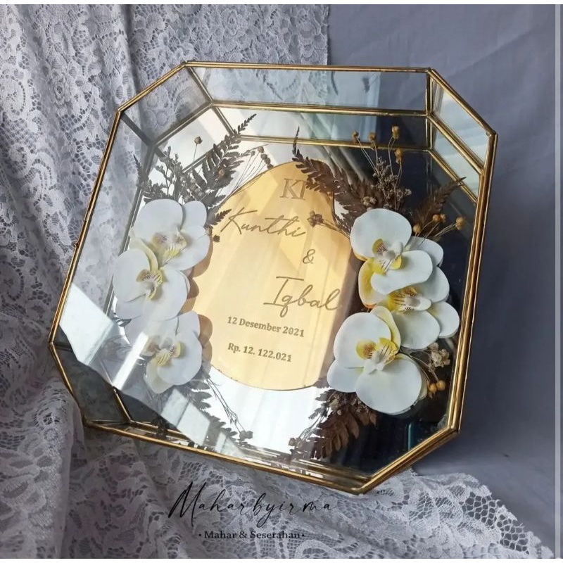 Frame Terrarium Segi 8 | Frame Kaca transparan | Simbolis Mahar | Mahar Lamaran Kaca