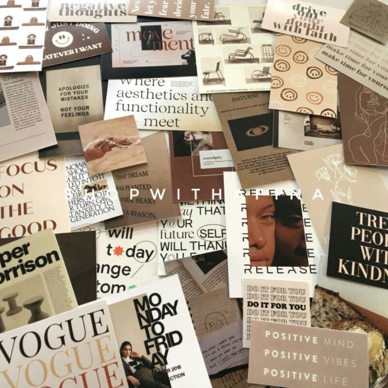 

Sticker Aesthetic | 40++ pcs Aesthetic Typography BROWN - Today's Fashion Edition Sticker Set | Korean Journal/Scrap Diary Material | SHOPWITHAFINA