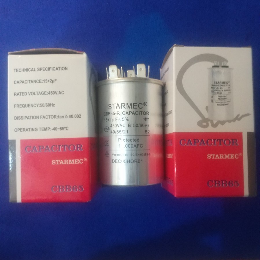 KAPASITOR AC 15UF+2UF CAPASITOR AC DOUBLE 15+2 UF KAPASITOR GANDA 15uF