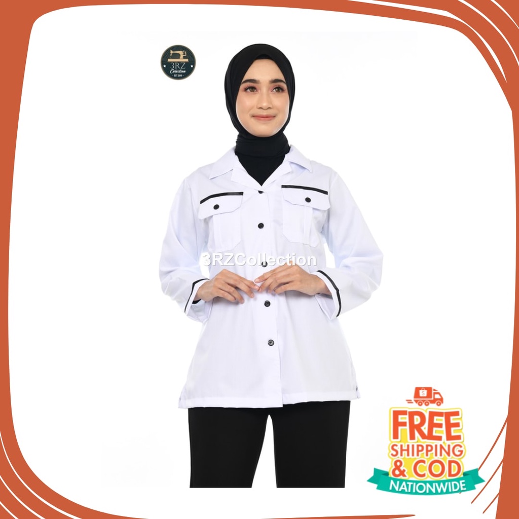 Bahan Tebal Bagus Tidak Tembus Full Halus /  Baju Dinas Putih Pns Wanita Kemeja PDH Putih PNS Cewek 