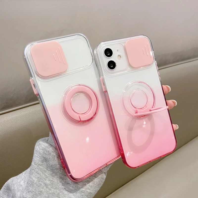 TPU Transparan Case for iPhone 14 Pro Max 13 12 11 pro max X / Xs max 7 / 8 / Se 2020 7plus / 8plus Full Cover Dengan Ring holder