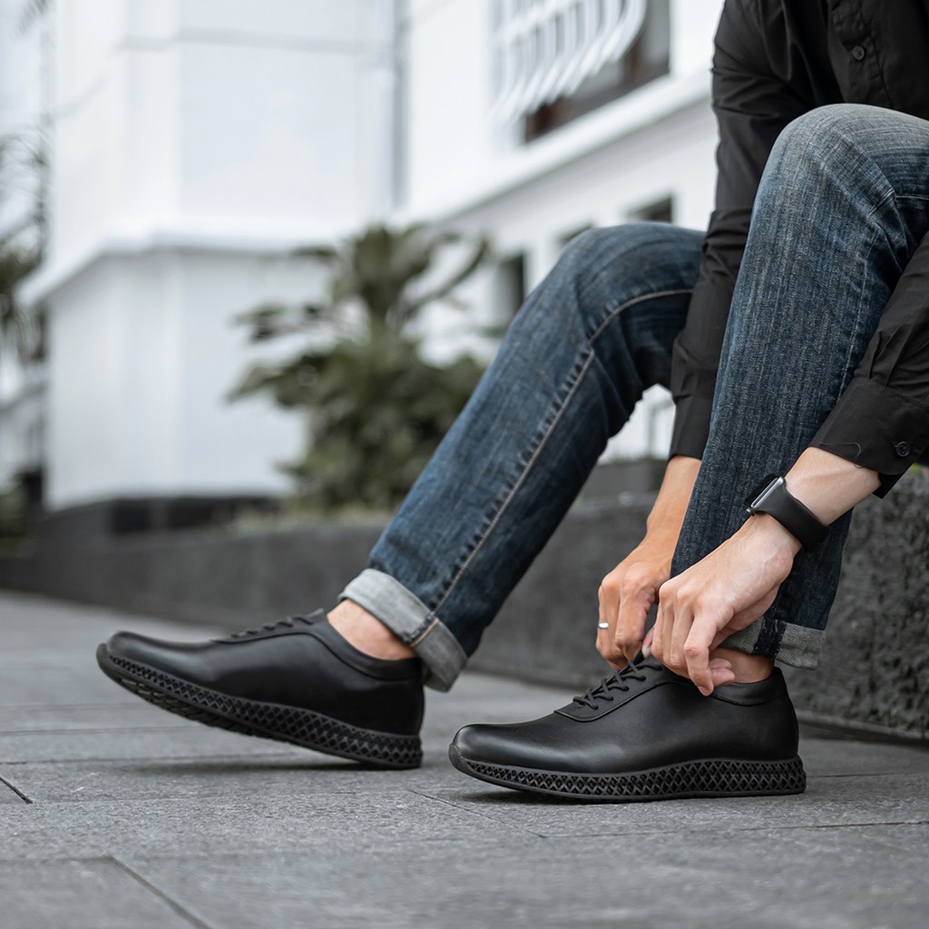 NEIL BLACK - Sepatu Pantofel Pria Kulit Asli Formal Kantor Kasual Kerja Kuliah Oxford - Pantopel