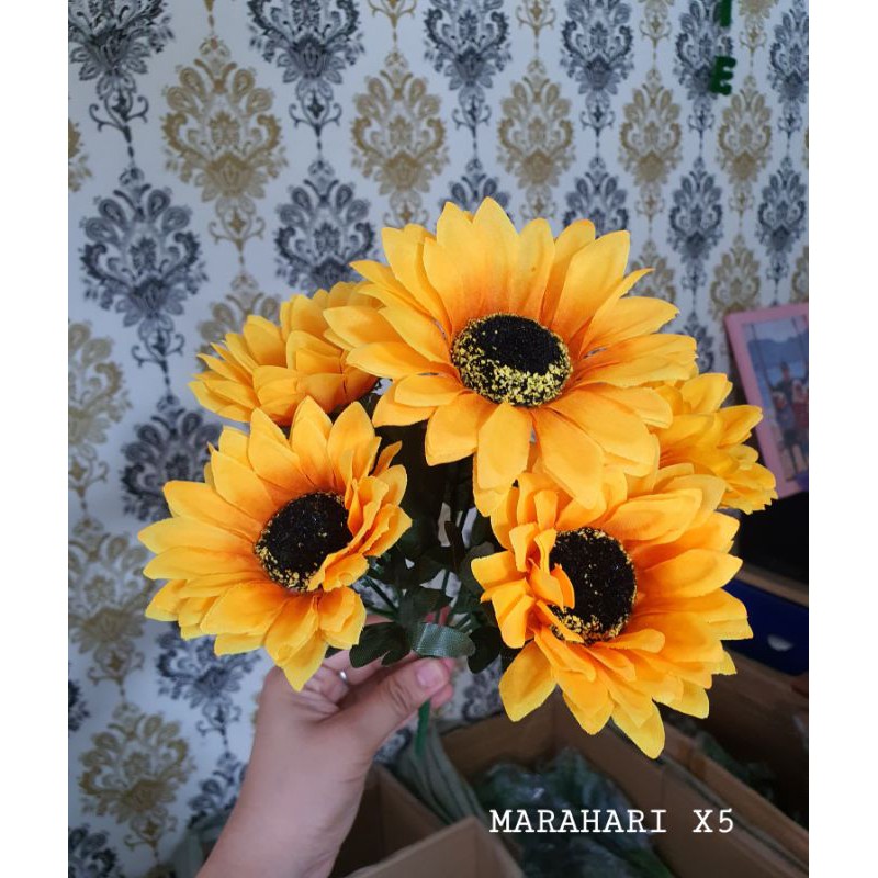 Bunga MATAHARI BESAR / SUNFLOWER Bunga Artificial [ TANPA POT]-Matahari X5