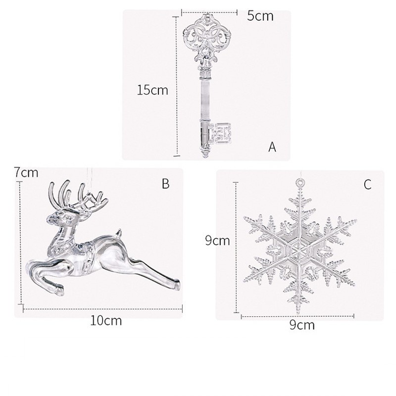 Liontin Kristal Akrilik Transparan Desain Rusa Snowflake Untuk Dekorasi Pohon Natal